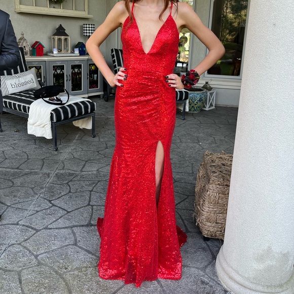 Formal Red Sequins Long Dress.  Absolutely Stunning on!!!! - Picture 1 of 6